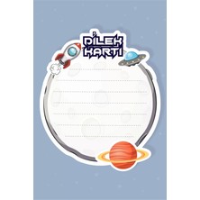 Neşeli Günlerim Uzay Temalı Dilek Kartı 20'li *kalın Kağıt