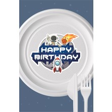 Neşeli Günlerim Uzay Temalı Tabak Sticker (Etiket) 15'li * Yapışkanlı Kağıt