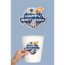 Neşeli Günlerim Uzay Temalı Sticker (Etiket) 20'li * Yapışkanlı Kağıt