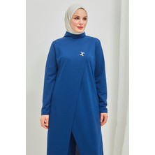 Burcu Tesettür Tesettür Tunik Pantolon Takım BRC8075 Indigo