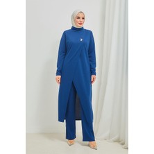 Burcu Tesettür Tesettür Tunik Pantolon Takım BRC8075 Indigo