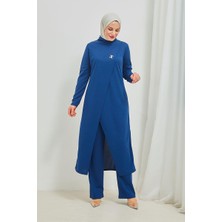 Burcu Tesettür Tesettür Tunik Pantolon Takım BRC8075 Indigo