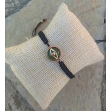 HD Marketim Bileklik Göz Figürlü Yeşil Taşlı Makrome Ayarlanabilir İp Bileklik Bijuteri Takı Bilezik