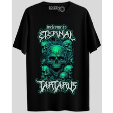 Edizen Ultra Premium Slipknot Baskılı Pamuk Oversize Siyah T-Shirt