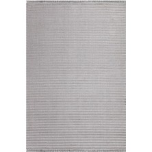 İpek Mekik Halı Almond Antrasit Çizgili Modern Kilim