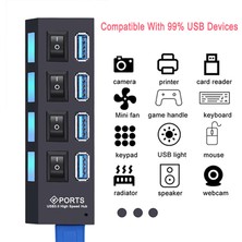 USB 3.0 4 port Hub 5Gbps çoklu USB 3.0 Splitter adaptör güç girişli