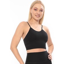 Secret Moda Pedli Ince Askılı Toparlayıcı Fitilli Yeni Sezon Kadın Büstiyer Siyah