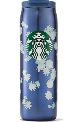 Starbucks® Çiçek Desenli Paslanmaz Çelik Termos - Mavi - 473 ml - 11140948