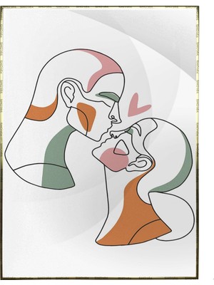 SHOP365 Sevgili Çift Aşk Renkli Beyaz Modern Dekoratif Poster P-000606