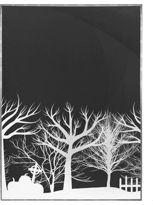 SHOP365 Karanlık Bir Gecede Balkabağı ve Mezar Siyah Cadılar Bayramı Temalı Poster P-000788