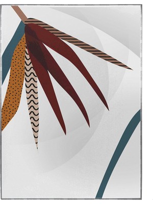 SHOP365 Yapraklar ve Şekiller Karışık Renkler Modern Poster P-000906