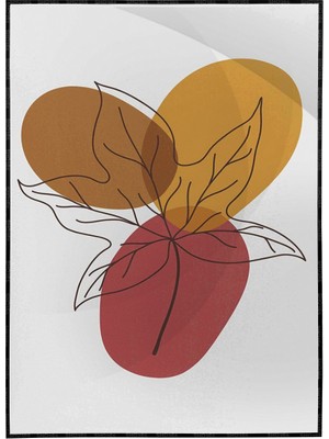 SHOP365 Yapraklar ve Şekiller Karışık Renkler Modern Poster P-000686