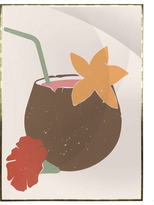 SHOP365 Natürmort Illüstrasyon Çizim Pastel Renkler Modern Sanat Tuval Poster P-000546