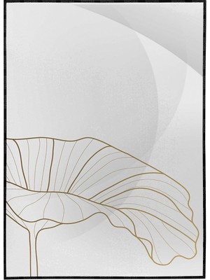 SHOP365 Lotus Çiçekleri Çizim Altın Gold Renkler Modern Poster P-000803