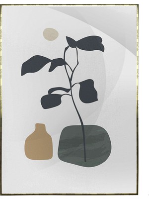 SHOP365 Saksıda Yapraklar Açık Tonlar Modern Poster P-000915