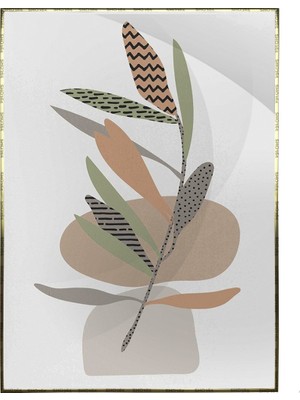 SHOP365 Yapraklar ve Şekiller Karışık Renkler Modern Poster P-001058