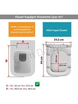 Melek Yapı Kare Slim Klozet Kapağı Yavaş Kapanır Thermoplast Söktak Özellikli