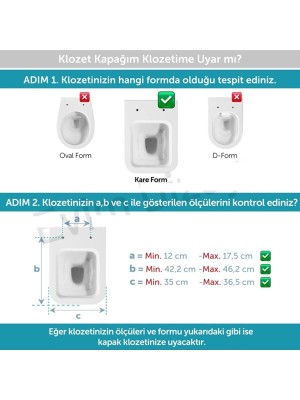 Melek Yapı Kare Slim Klozet Kapağı Yavaş Kapanır Thermoplast Söktak Özellikli