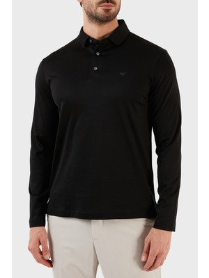 Emporio Armani Pamuklu Slim Fit Uzun Kollu Düğmeli Polo T Shirt Erkek Polo T Shirt 8N1F97 1juvz 0999
