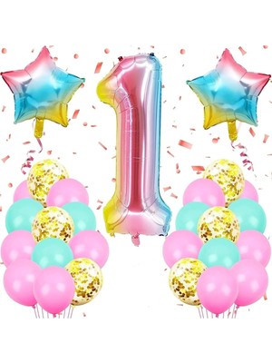 Çıtı Pıtı Store Gökkuşağı 1 Yaş Balon Seti