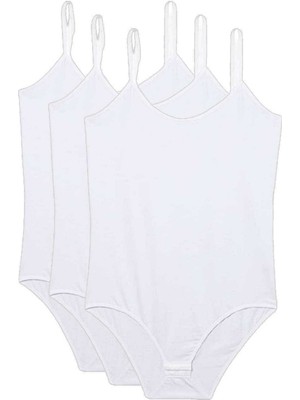 Royaleks 3 Adet İp Askılı Kadın Çıtçıtlı Body Beyaz