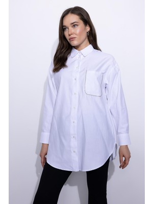 DeFacto Regular Fit Gömlek Yaka Poplin Uzun Kollu Tunik Z8061AZ23SP