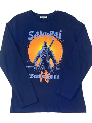 Mojo Bebek Mojo Erkek Çocuk Samurai Baskılı Uzun Kol T-Shirt 423130 Siyah