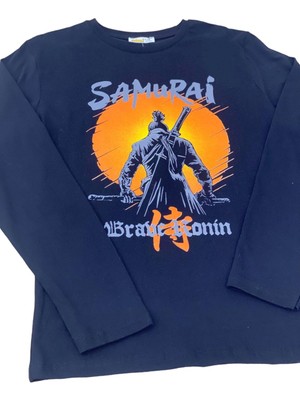 Mojo Bebek Mojo Erkek Çocuk Samurai Baskılı Uzun Kol T-Shirt 423130 Siyah