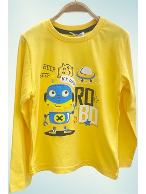 Mojo Bebek Mojo Erkek Çocuk Robo Robot Baskılı Uzun Kol T-Shirt 123011 Sarı