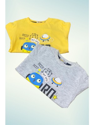 Mojo Bebek Mojo Erkek Çocuk Robo Robot Baskılı Uzun Kol T-Shirt 123011 Sarı