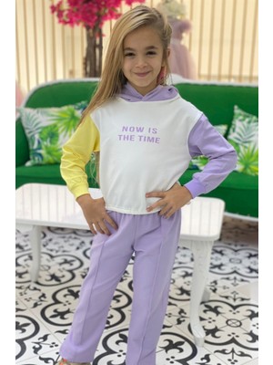 Mojo Bebek Mojo Kız Çocuk Kapüşonlu Renkli Eşofman Takımı 3505 Ekru