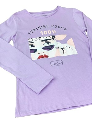 Mojo Bebek Mojo Kız Çocuk Femınıne Power Baskılı Uzun Kol T-Shirt 823130 Mor