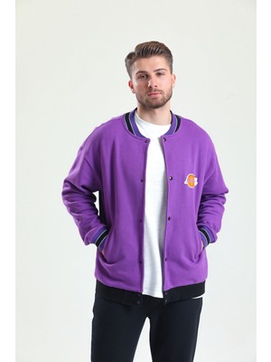 Sandstone Erkek Oversize Fit 3 İplik Kumaştan Baskılı Kolej Hırka