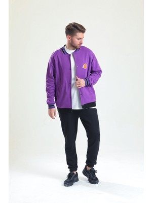 Sandstone Erkek Oversize Fit 3 İplik Kumaştan Baskılı Kolej Hırka