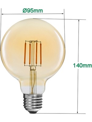 Grafen Rustik Edison Led Ampül E27 Duy G95 Glop Model 3 Adet 4 Watt