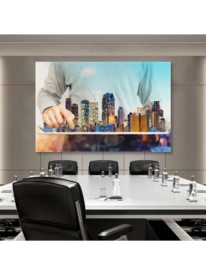 SML Tablo Gece Şehir Manzarası Şehir Planlama Mimarlık Ofisi Kanvas Tablo