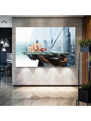 SML Tablo Emlak Ofisi Real Estate Şehir Manzarası City View Kanvas Tablo
