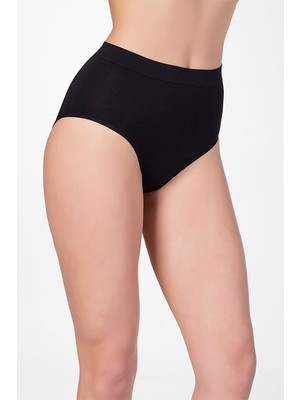 Secret Moda Dikişsiz Yüksek Silikon Bel Bato Slip Korse Külot Siyah10