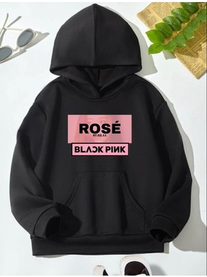 Me You Kids Siyah Blackpink Rose Hoodie