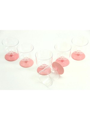 Piyop 6lı Şeffaf Mini Lohusa Şerbeti Kadehi Pembe 5.5x4.5 cm