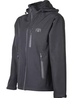 Huğlu Outdoor Siyah Kapüşonlu Softshell Mont