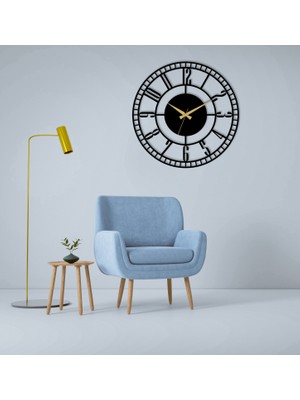 Arteka Design Clasico Minute Metal Siyah 49 cm Sessiz Akar Mekanizmalı Duvar Saati