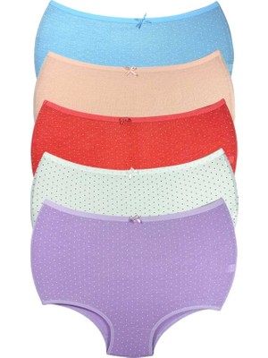 Royaleks 5 Adet Puantiyeli Kadın Toparlayıcı Yüksek Bel Bato Külot