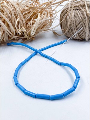 Mucize Taş Turkuaz Boru Kesim 4*13 mm Doğal Taş Dizi
