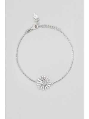 So CHIC Şans Kuşu 18 Ayar Beyaz Altın Kaplama 21 Cm Gümüş Minimal Bileklik