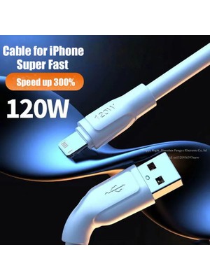 Ata Elektronik 2 Metre 6 Amper Kalın 120W iPhone 13 Pro Max 14 12 11 Mini 8 7 Xr x Xs 6 Kablo Fast Hızlı Şarj Ios  Cep Telefonu Şarj  USB Kablosu   2mt 6A