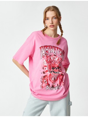 Koton Baskılı Tişört Pamuklu Bisiklet Yaka Kısa Kollu