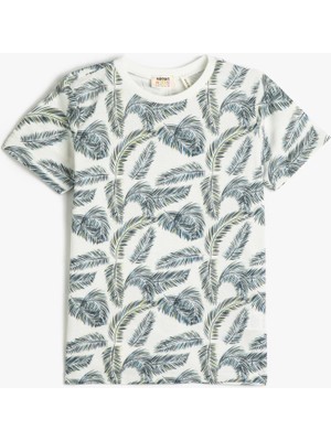 Koton Pamuklu Tişört Kısa Kollu Bisiklet Yaka Baskılı