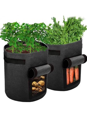 3 Adet - Keçe Bitki / Sebze / Çiçek Yetiştirme Çantası - 30 x 35 cm
