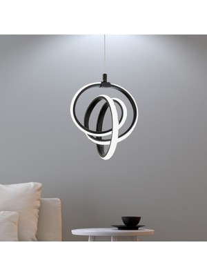 Supply Home Siyah Modern Sarkıt LED Avize Beyaz Işık Salon Mutfak Oda Hol Ledli Avize